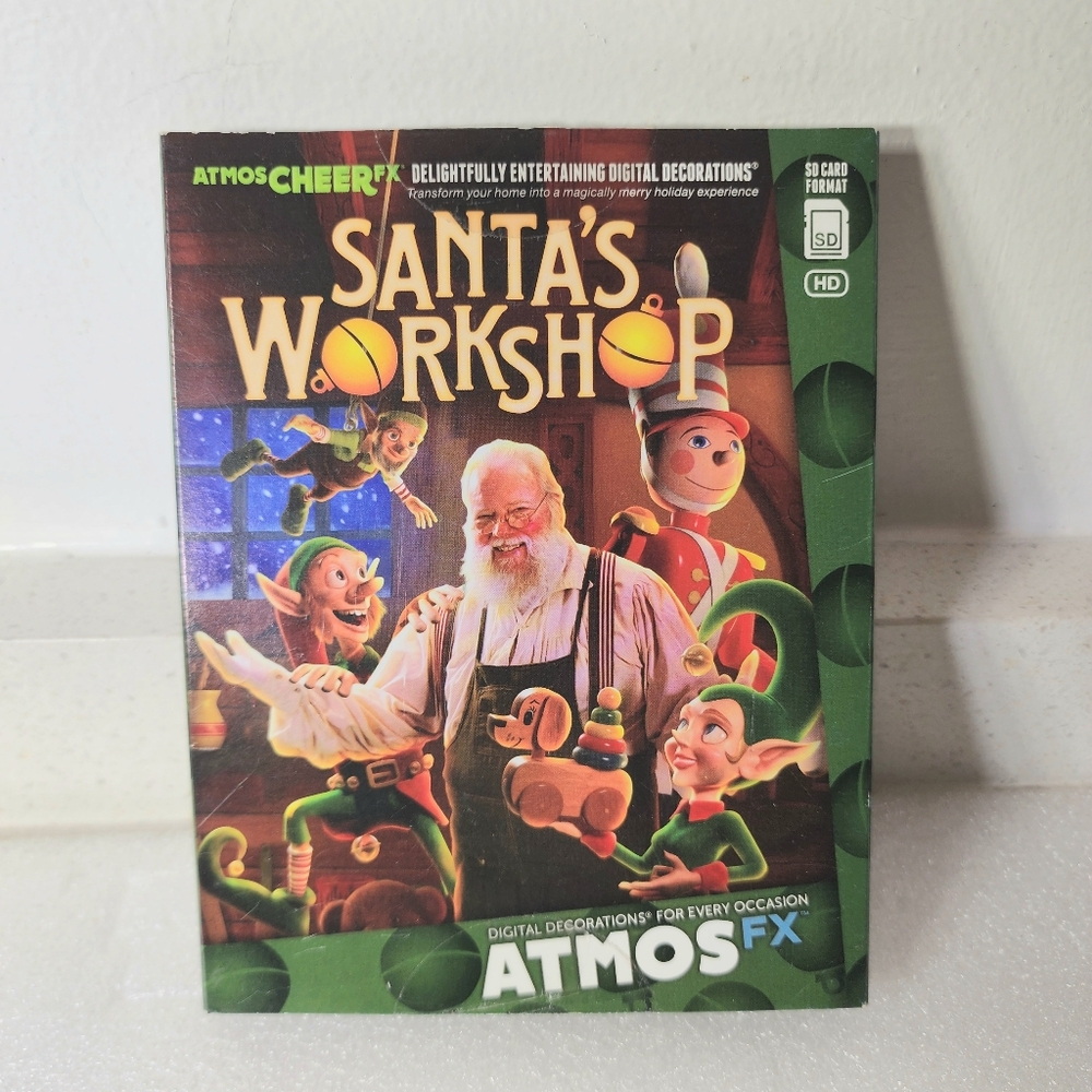ATMOS Cheer FX Santa's Workshop Window Projection Kit SD Card. New In Box